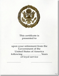 Career Service Award WPS 111-A- Retirement Gold 8 1/2 x 11 (Pack of 10)