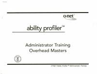 O*Net Ability Profiler: Administrator Training Overhead Masters