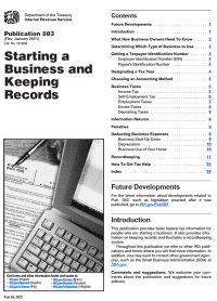 2019 IRS Publication 583 (starting A Business And Keeping Record)