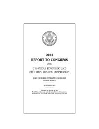 US-China Economic & Security Review Commission Annual Report 2012