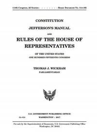 Constitution Jefferson\'s Manual House Rules 115th Congress
