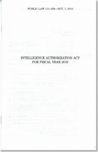 Intelligence Authorization Act for Fiscal Year 2010, Public Law 111-259