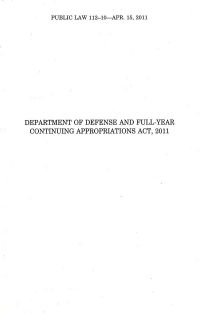 Department of Defense and Full Year Continuing Appropriations Act 2011