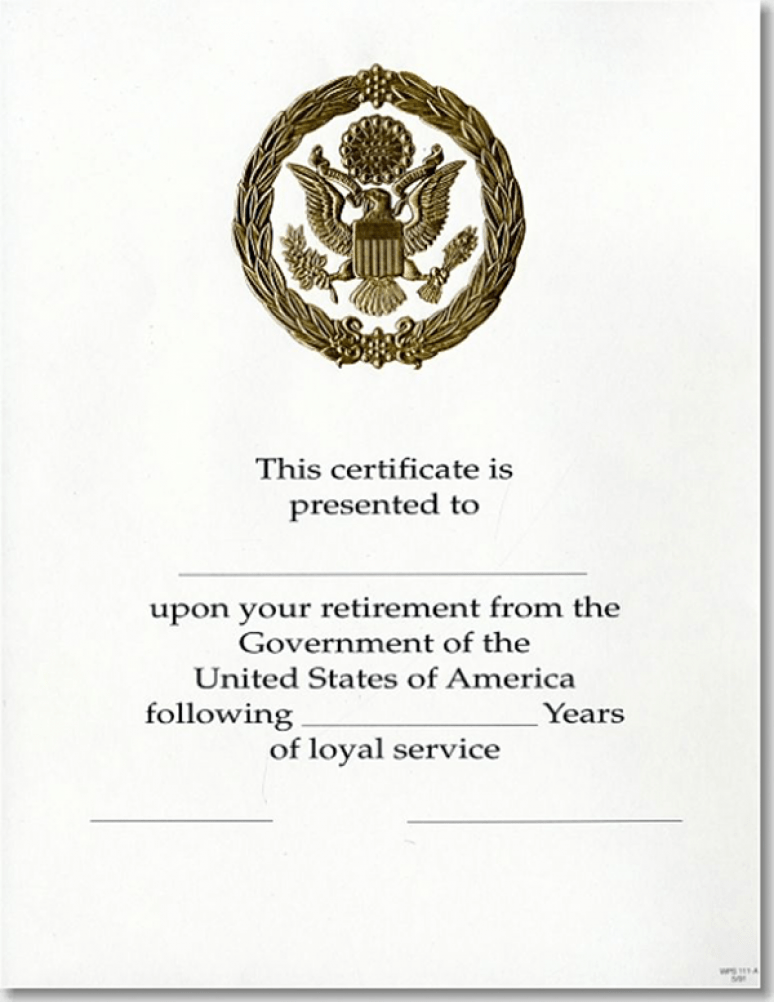 Career Service Award WPS 111- Retirement Gold 8x10 (Pack of 10)