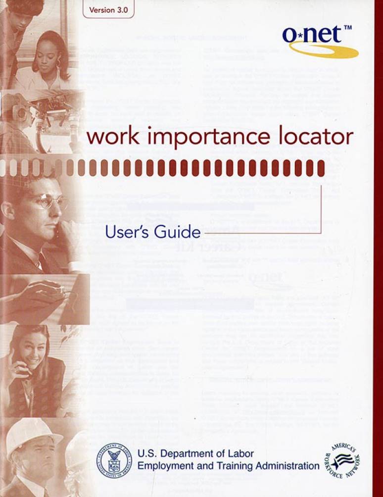 O*Net Version 3.0: Work Importance Locator, User's Guide
