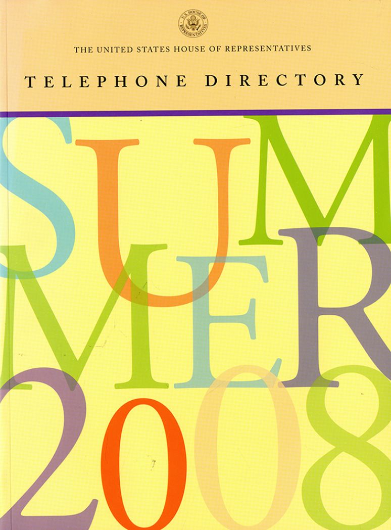 United States House of Representatives Telephone Directory, Summer 2008