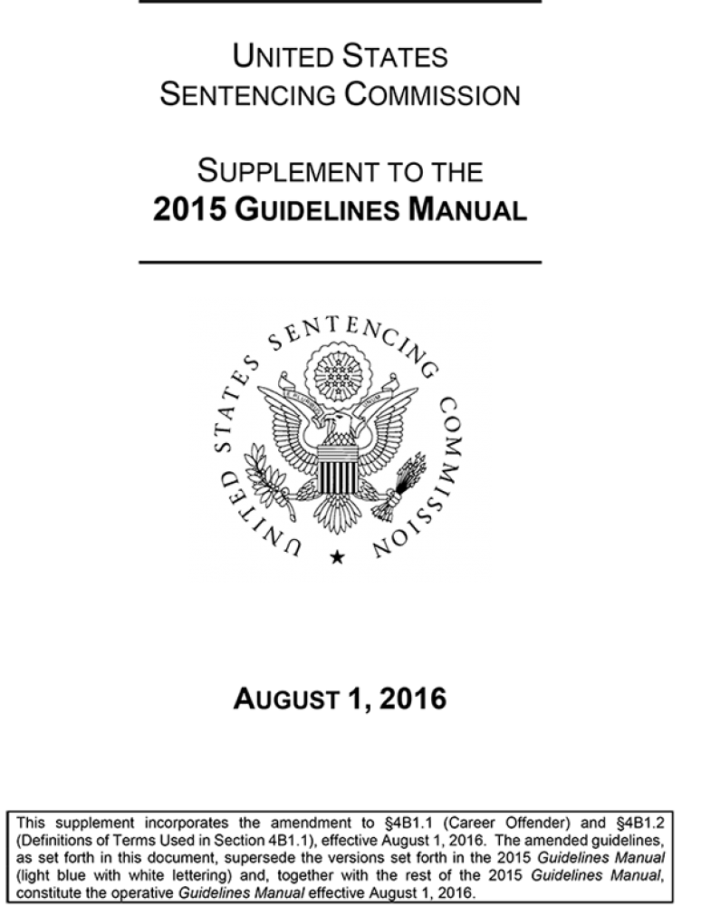 Supplement to the 2015 Guidelines Manual, August 1, 2016