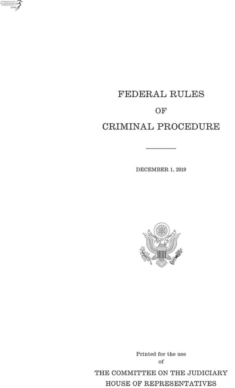Federal Rules Of Criminal Procedure, 2019