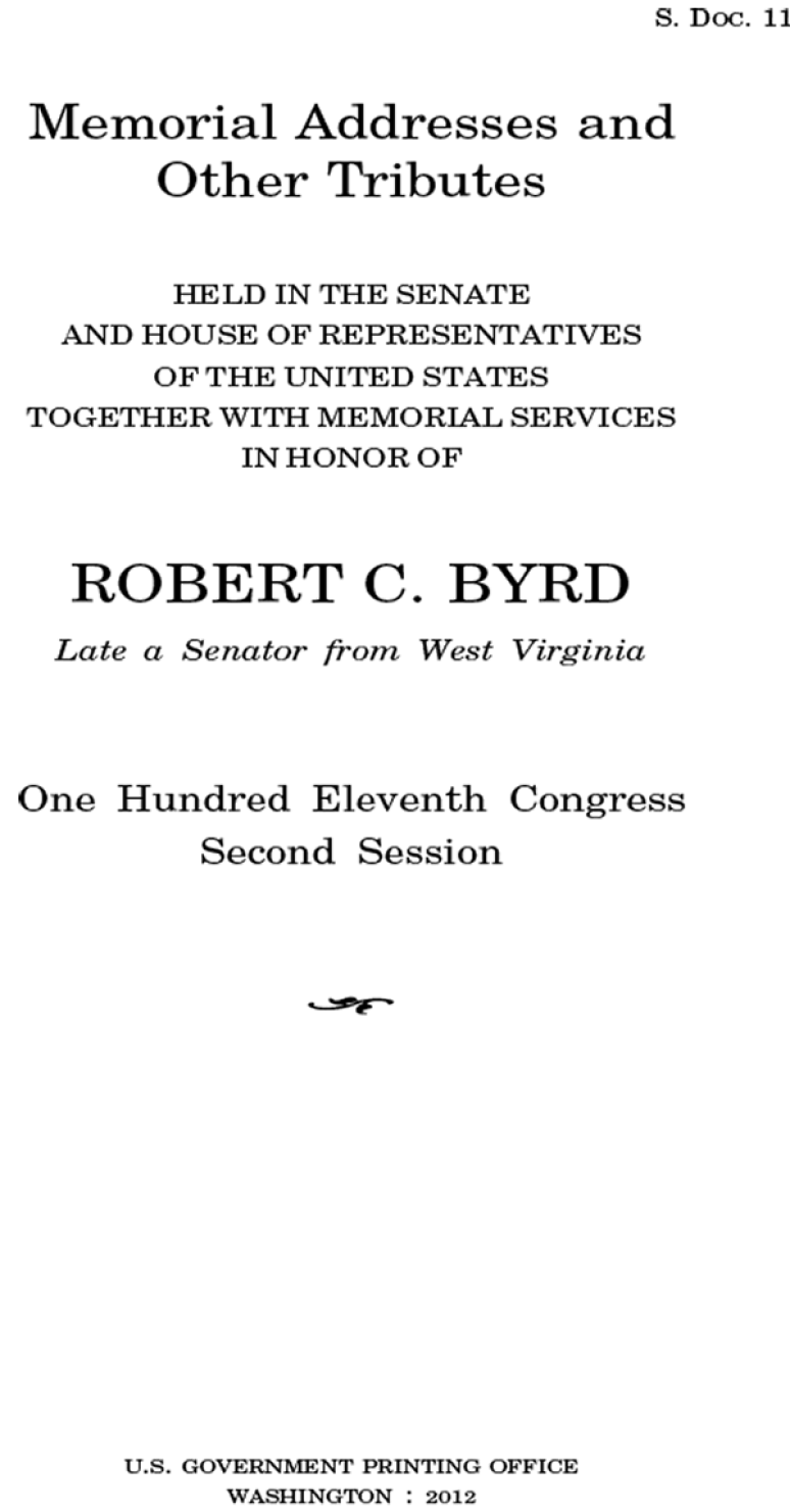 Tribute to Robert C. Byrd