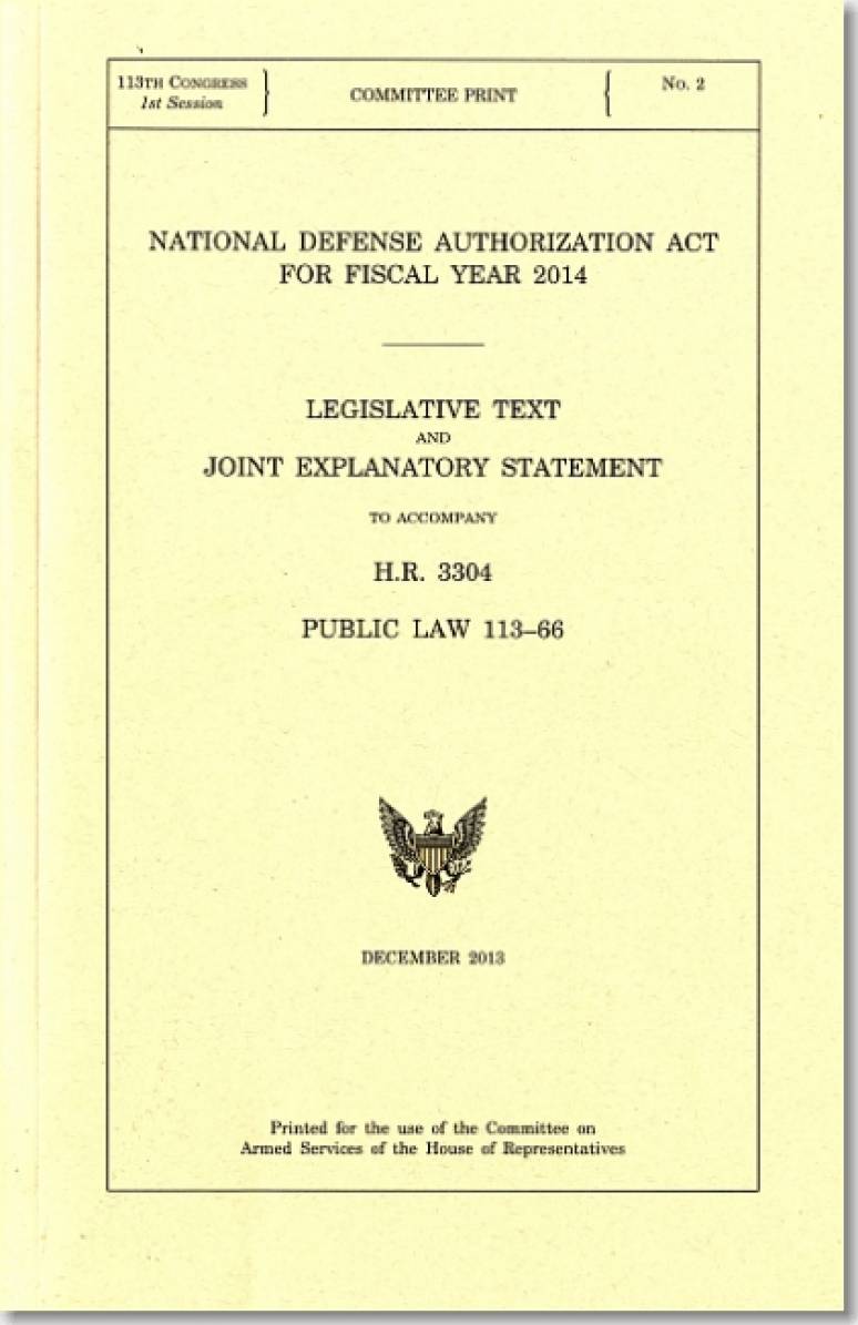 National Defense Authorization Act for Fiscal Year 2014, Public Law 113-66