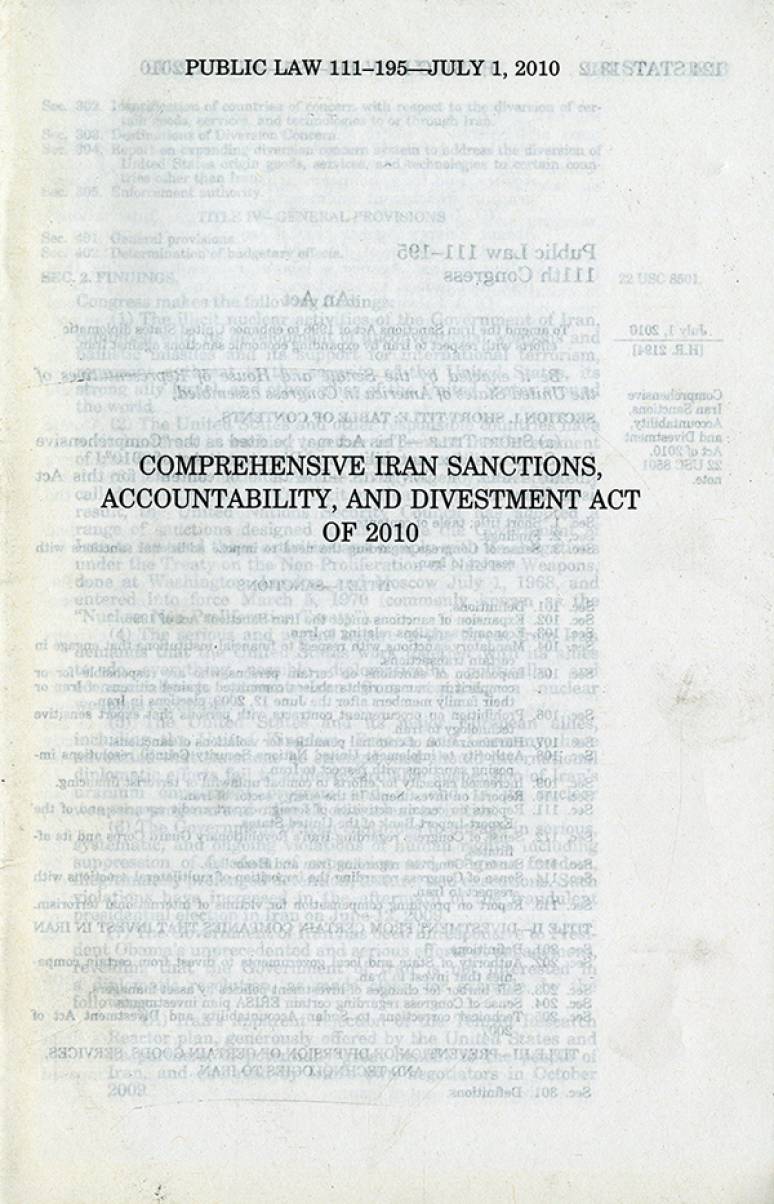 Comprehensive Iran Sanctions Accountability and Divestment Act of 2010, Public Law 111-195