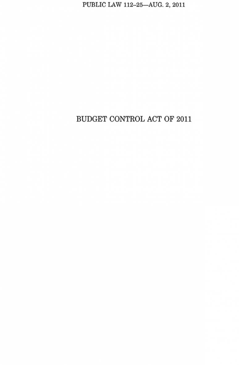 Budget Control Act of 2011, Public Law 112-25