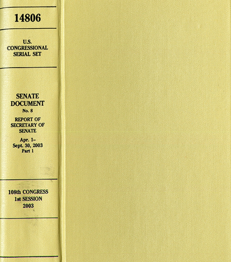United States Congressional Serial Set, Serial No. 14863, Senate Documents No. 14, Report of Secretary of Senate, Oct. 1, 2003-March 31, 2004, Pt. 1