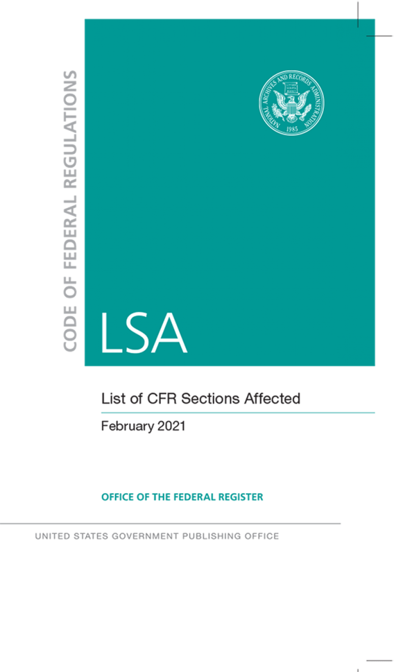 Cfr Lsa Sept 2021; Federal Register Complete
