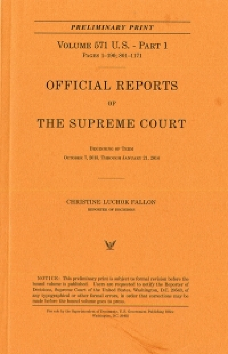 Official Report Of The U.s. Supreme Court Preliminary Reports 2014