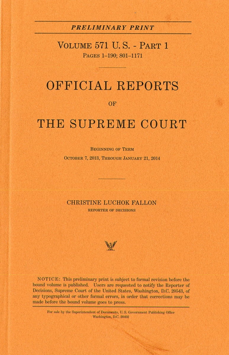 V.578 Pt.2; Official Report Of The U.s. Supreme Court Preliminary Reports 2015