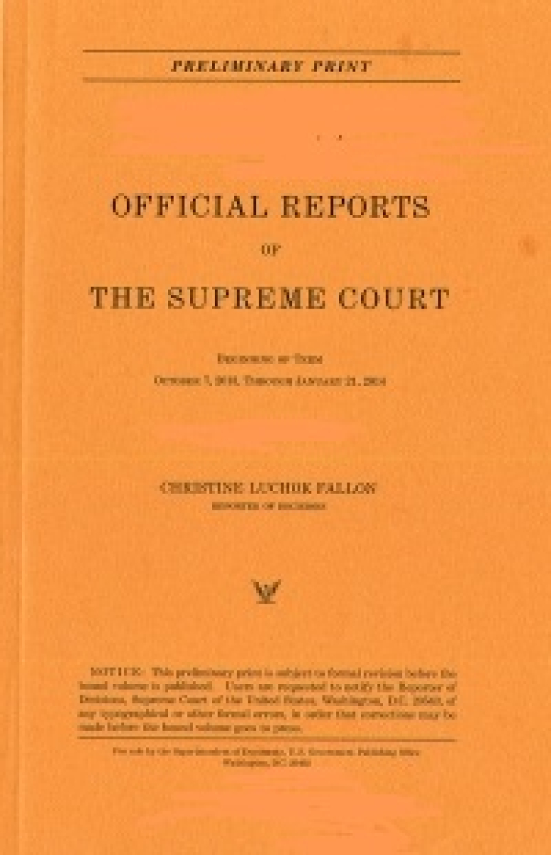 V.579 Pt.1; Official Report Of The U.S. Supreme Court Preliminary Reports 2015
