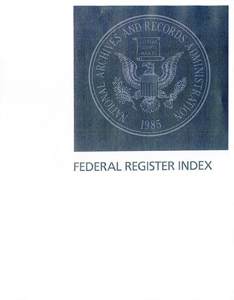 Index Vol 88 No 1-20 Jan 2023; Federal Register Complete