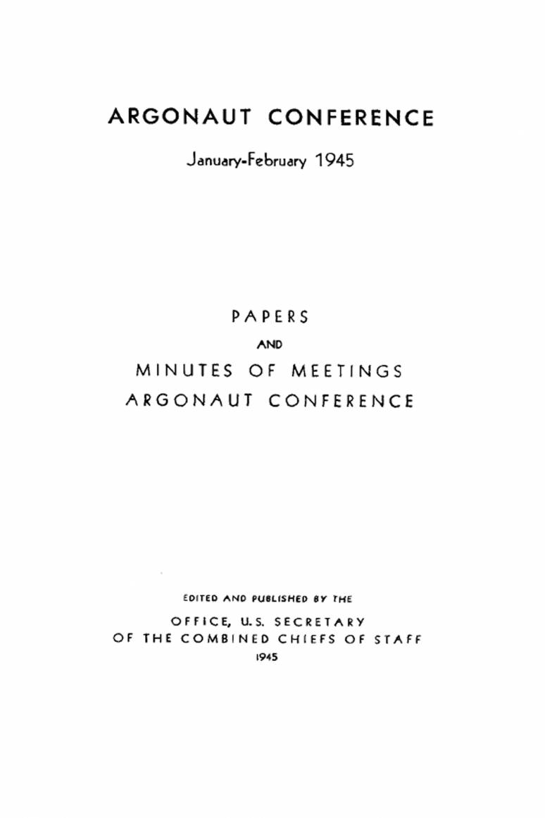The Argonaut Conference: January–February 1945