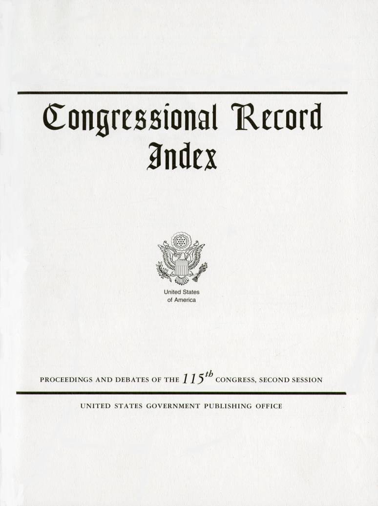 Index Volume 154-170; Congressional Record (microfiche)    9-17-2018 To 10-12-2018